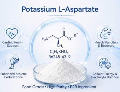 High purity Potassium L-Aspartate powder, amino acid chelated mineral raw material for dietary supplement formulations