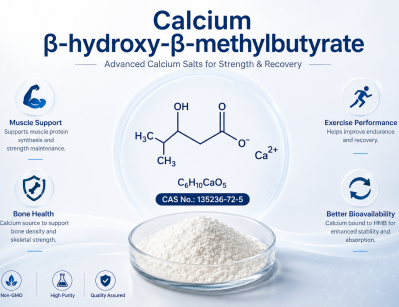 High purity Calcium β-hydroxy-β-methylbutyrate powder, sports nutrition raw material for dietary supplements